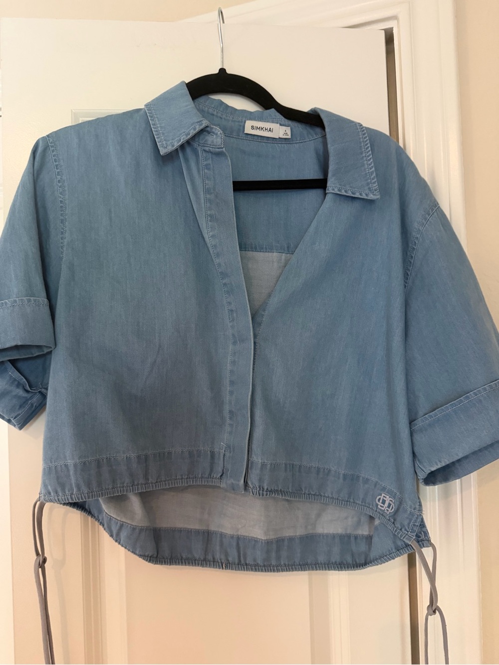 Simkhai Light Blue Cropped Denim Shirt